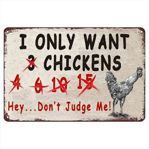 Chickens Farm Metal Tin Signs, 12" X 8", I Only Want 3 Chickens Funny Vintage Tin Sign, Funny Wall Art Interior Decoration, Metal Poster For Chicken Coop And Farm, Gifts For Chicken Lovers Raising Chickens Gifts.