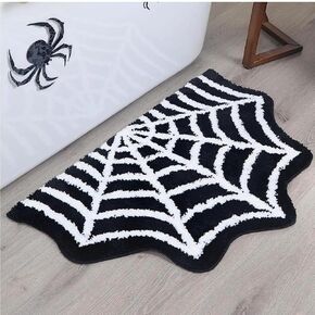 Spider Web Bath Mat,Non-Slip Halloween Door Mat Machine Washable Halloween Floor Mat Spooky Decor 19.7x31.5 inch
