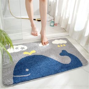 Cute Bathroom Rugs mats,Non-Slip Extra Soft Microfiber Washable Water Absorbent Shower Toilet Kids Bath Rugs mats Set for Bathroom (Whale, 20"x32"/50x80cm)