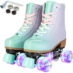 Women's Roller Skates PU Leather High-top Roller Skates Four-Wheel Roller Skates Shiny Roller Skates with Carry Bag for Girls in Kuwait