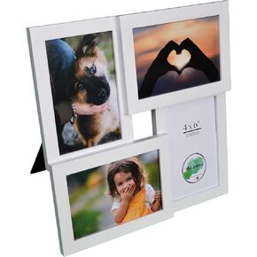 White 4x6 Picture Frame Collage, 4 Photo Frame, Glass, Tabletop Or Wall Hanging, Multiple Photos, Multi-Frames, Family Picture Frame, Wall Art Decor, Living, Kitchen Wall Decor, Lovely Gift