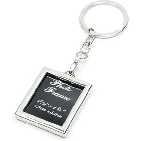 Elechobby Photo Keychain Keyring Picture Frames Commemorative Keychains (Silver Rectangle)