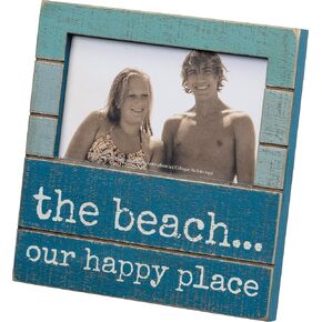 Primitives by Kathy Photo Frame - The Beach..Our Happy Place Wooden (Fits 5x3 Photo)