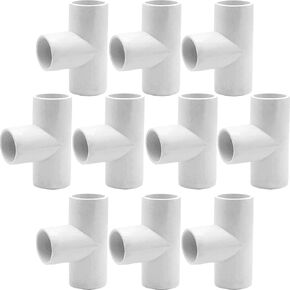 YSIL PVC Fittings Elbow Furniture Grade Connector Tee 3 Way 1-1/4 Inch 10Pcs for DIY PVC Structure and Frame,Fits 1-1/4" Sch 40 PVC Pipes