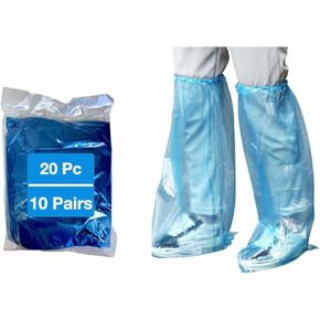 Leo 20 piece 10 pairs shoes & long Boots cover - Disposable Long Boots Shoes Cover slip resistant Durable Material for carpet, rain, mud, snow. (20 pcs)