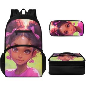 Girls Backpack and Lunch Box Set Backpacks for School Girls Large Travel School Bag for Girls 4-6 Camping Rucksack for Kids, Girls Print