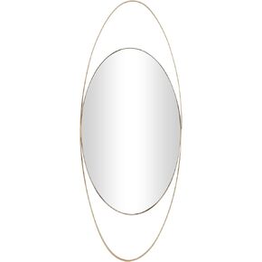 CosmoLiving by Cosmopolitan Metal Room Wall Mirror Oval Entryway Mirror, Wall Mounted Mirror 16" x 2" x 42", Gold