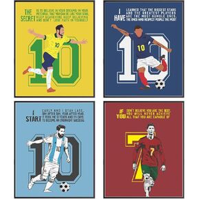 Motivational Soccer Posters For Boys Room Bedroom, Soccer Wall Decor Inspirational Quotes Sports Posters, Soccer Room Decor, Sports Posters For Classroom, Soccer Wall Art Print, Set Of 6 (8x10 In)