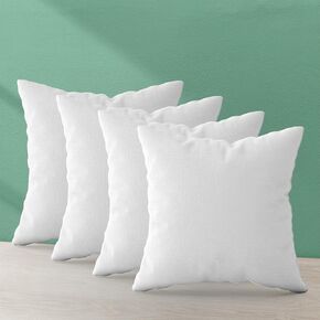 Trendy Home 16x16 Throw Pillow Insert (Set of 4, White) Bed and Couch Pillows Stuffer Hypoallergenic, Decorative Home Outdoor Sofa Pillow Filler (Non Woven, 4 Pack)