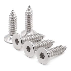 Glvaner (50 pcs) M5 x 16mm Flat Head Socket Cap Self Tapping Screws Wood Screws 304 Stainless Steel 18-8 Full Thread Coverage Sheet Metal Screw