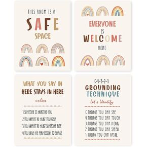 TSUYAWU لوحات فنية جدارية ملهمة للفصول الدراسية، ملصقات تنوع قوس قزح للفصول الدراسية، ملصقات للمعلمين للفصول الدراسية الابتدائية، مجموعة من 4 ملصقات للصحة العقلية لعلم النفس المدرسي in Kuwait