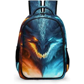 حقيبة ظهر تنين للأولاد، حقيبة ظهر تنين الجليد الأزرق والتنين الناري، حقيبة ظهر تنين شرسة للأطفال، حقيبة ظهر رائعة للأولاد فريدة من نوعها، حقيبة ظهر للكمبيوتر المحمول للسفر للأطفال، 16.5 بوصة in Kuwait