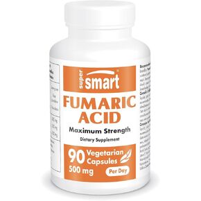 SuperSmart - Fumaric Acid 500mg per Day (Maximum Strength) - Natural Supplement | Non-GMO & Gluten Free - 90 Vegetarian Capsules