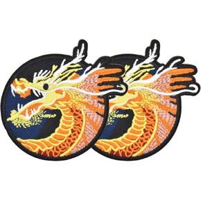 2pcs Gold Dragon Embroidered Iron on Patches for Clothing, Sew on/Iron on Patches for Clothing, T-Shirts, Jackets, Backpacks, Jeans, Hats, Clothes Decorations (2)