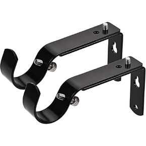 Curtain Rod Bracket Set of 2 for 1 Or 1 1/8 Inch Rods , Adjustable - Black