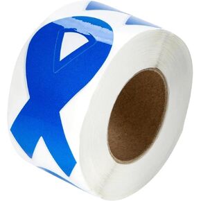 Dark Blue Ribbon Shaped Awareness Stickers for Colon Cancer, Child Abuse, Rectal Cancer & Huntington’s Disease Awareness - Perfect for Events, Support Groups, Fundraisers and More! (1 Roll -250 Stickers) (1 Roll – 250 Stickers)