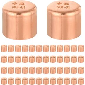 50-Pack Copper Fittings, 1/2-Inch Copper End Cap (Plug), with Sweat Solder Connection