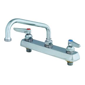 T&S Brass B-1122 Workboard Faucet with Deck Mount, 8-Inch Centers, 10-Inch Swing Nozzle and Lever Handles