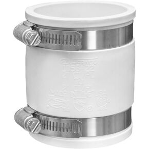 Fernco 1056-22 2-in. Flexible PVC Pipe Coupling for Cast Iron and Plastic Plumbing Connections in White