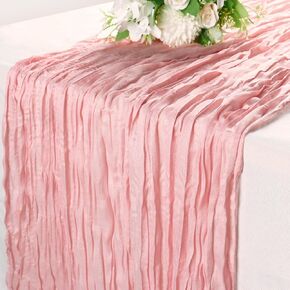 Light Gray Table Runner 10ft - Cheesecloth Table Runner for Party Birthday Wedding Bridal Baby Shower Decorations, 35x120 Inches Boho Gauze Sheer Cheese Cloth Table Runners