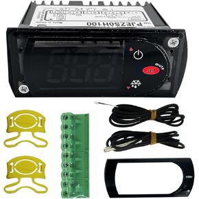PJEZS0H100 Digit Temperature Controller Thermostat with Temperature Sensor Probes 115V Compatible with Carel and All Refrigerator Types Black