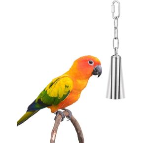 Stainless Steel Bell Bird Toys Chew Toy for Parrot, Macaw, African Greys, Small Cockatoo, Parakeet, Cockatiels Heavy Duty Bird Cage Stand Toys (L-8.45 inch)