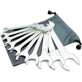 SABLUE Super-Thin Open End Wrench Set, Metric 10-Piece, 8mm to 24mm, Ultra-Slim Design, Double Ended Cone Wrench Spanner Tool Kit (A01)