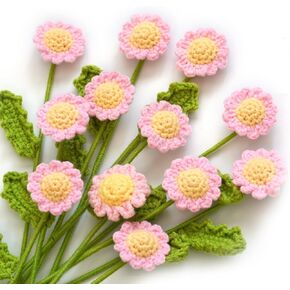 Artificial Daisy Flowers Crochet Flowers Completed Handmade Daisy for Home Decoration and Valentine's Day Birthday Wedding Home decoration Gift,12Pcs (Daisy White)