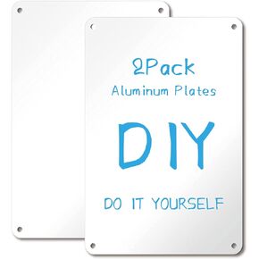 2-Pack White Metal Sign Blanks, 12"x 8"Reflective Sign Rust Free Aluminum, UV Protected, Waterproof, Easy to Mount