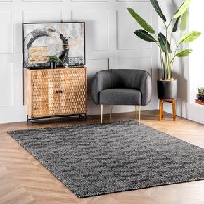 nuLOOM Ago Geometric Wool Area Rug, 6x9, Black