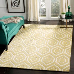 SAFAVIEH Chatham Collection 5' x 8' Light Gold / Ivory CHT731L Handmade Geometric Premium Wool Area Rug