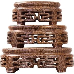 Wooden Oriental Furniture Solid Mahogany Chicken Wing Wood Display Stand Antique Collection Vase Flower Pot Base Carved Flower Pattern Crafts