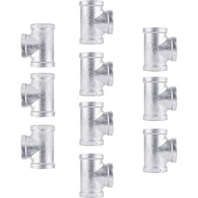 PIPE DECOR 3/4 in. Authentic Galvanized Malleable Iron Tee, 8 Pack, for DIY Pipe Furniture Building and Regular Plumbing Applications