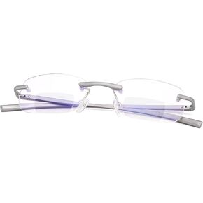 Rimless Clear Bifocal Reading Glasses Spring Hinge Blue Light Blocking Readers for Men and Women Eyewear Far Near