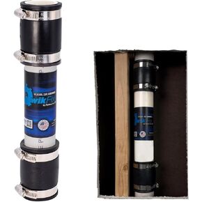 Fernco QwikFix Broken Pipe 1.5" Coupling Repair Kit for Plastic, Cast Iron and Steel Pipes in Black