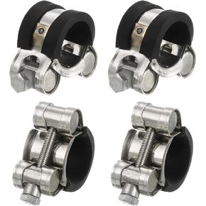 uxcell 4Pcs T-Bolt Hose Clamp Working Range 48-51mm Rubber Cushioned Intake Intercooler Clamps Adjustable Tube Clamps for Tubes Pipes