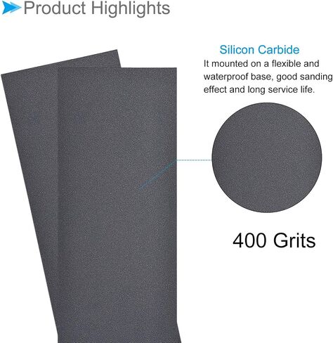 CoCud Wet Dry Sanding Sheets, 9 Inch x 3.6 Inch 1200 Grits Sandpaper Sheets Silicon Carbide - (Applications: for Drywall Wood Metal), 10 Pieces in Kuwait