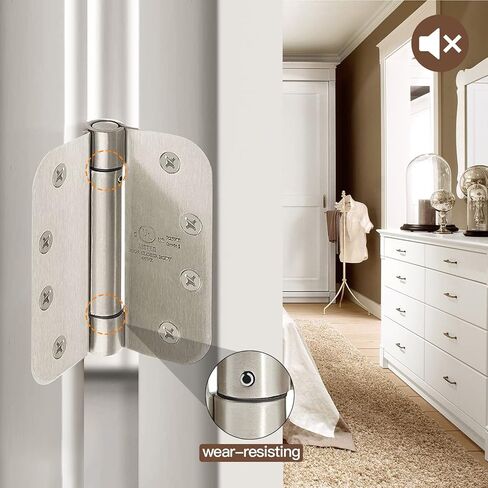 Satin Nickel Door Hinges 3.5 Inch 5/8" Radius - 3pack in Kuwait