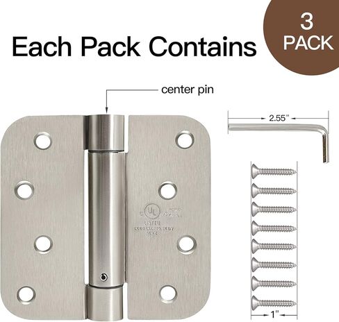 Satin Nickel Door Hinges 3.5 Inch 5/8" Radius - 3pack in Kuwait