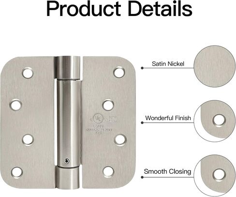 Satin Nickel Door Hinges 3.5 Inch 5/8" Radius - 3pack in Kuwait