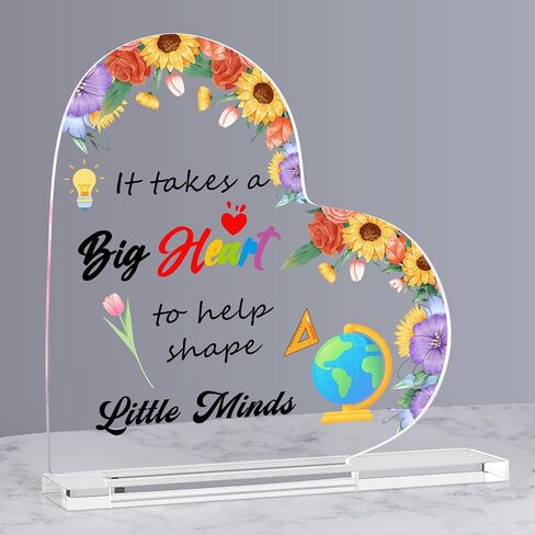 Teacher Appreciation Gifts End of Year Teacher Gifts for Women Men, Heart Shape Desk Sign, Thank You Teacher Gifts, Teacher Retirement Gifts,Flower and Book in Saudi Arabia