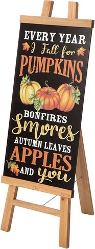 Glitzhome Free Standing Sign with Double-Sided Changable Fall Harvest and Christmas Sign for Display, black in Saudi Arabia