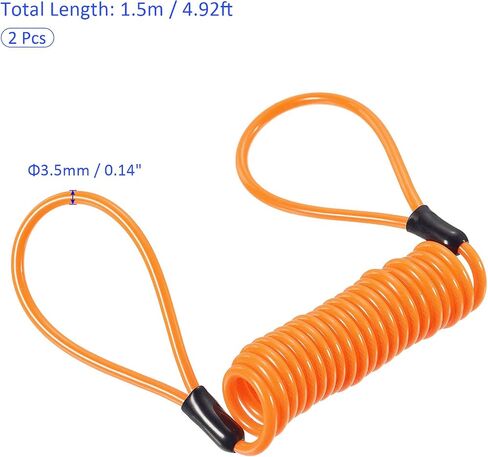 2 Pack Disc Lock Security Steel Cable - Plastic Coated Spring Reminder Wire Anti-Theft Rope, Apply to Outdoors Protection (3.5mmx1.2m, Blue) in Saudi Arabia