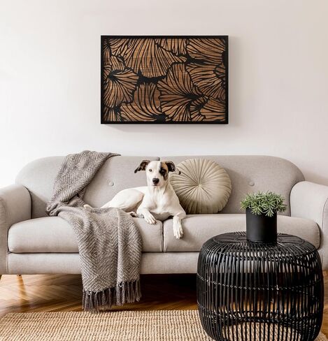 Kate and Laurel Sago Modern Decorative Wood Art Plaque, 23 x 33, White and Rustic Brown, Painted Wood Floral Wall Art with Dimensional Design for Living Room Decor in Saudi Arabia