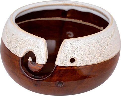 Ceramic Yarn Bowl for Crochet and Knitting Accessories - Best Yarn Holder - Fits Extra Large Yarn Ball - for Knitters and Crocheters 7" x 4" (Moroccon Forest green) in Saudi Arabia