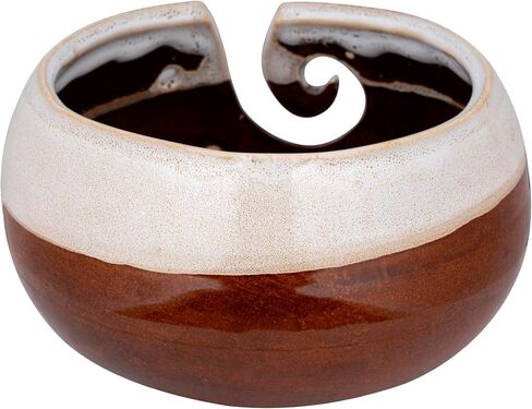 Ceramic Yarn Bowl for Crochet and Knitting Accessories - Best Yarn Holder - Fits Extra Large Yarn Ball - for Knitters and Crocheters 7" x 4" (Moroccon Forest green) in Saudi Arabia