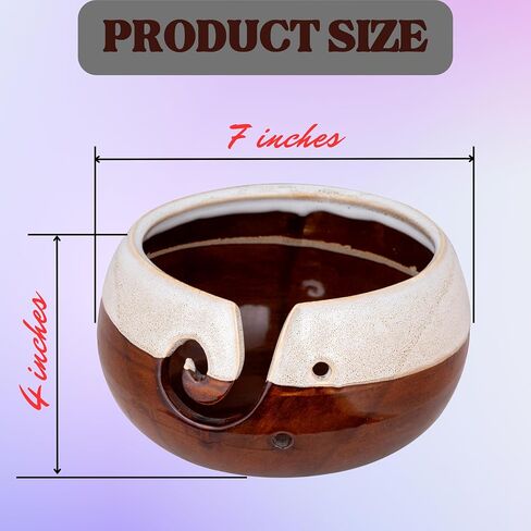 Ceramic Yarn Bowl for Crochet and Knitting Accessories - Best Yarn Holder - Fits Extra Large Yarn Ball - for Knitters and Crocheters 7" x 4" (Moroccon Forest green) in Saudi Arabia