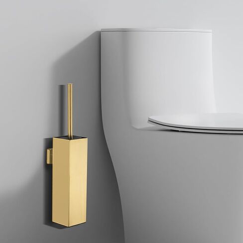FVITA Toilet Brush Wall Mounted Toilet Brush with Holder Modern Toilet Bowl Brush Bathroom Brushed Gold Square in Saudi Arabia