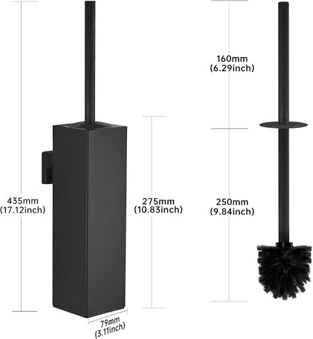 FVITA Toilet Brush Wall Mounted Toilet Brush with Holder Modern Toilet Bowl Brush Bathroom Brushed Gold Square in Saudi Arabia