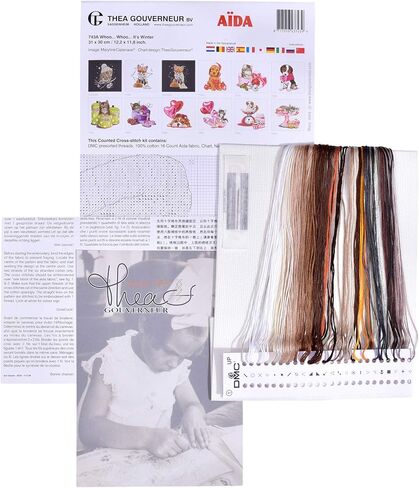 Thea Gouverneur - Counted Cross Stitch Kit - Whoo..Whoo..It's Winter - Aida Black - 16 Count - for Adults - 743.05 in Kuwait